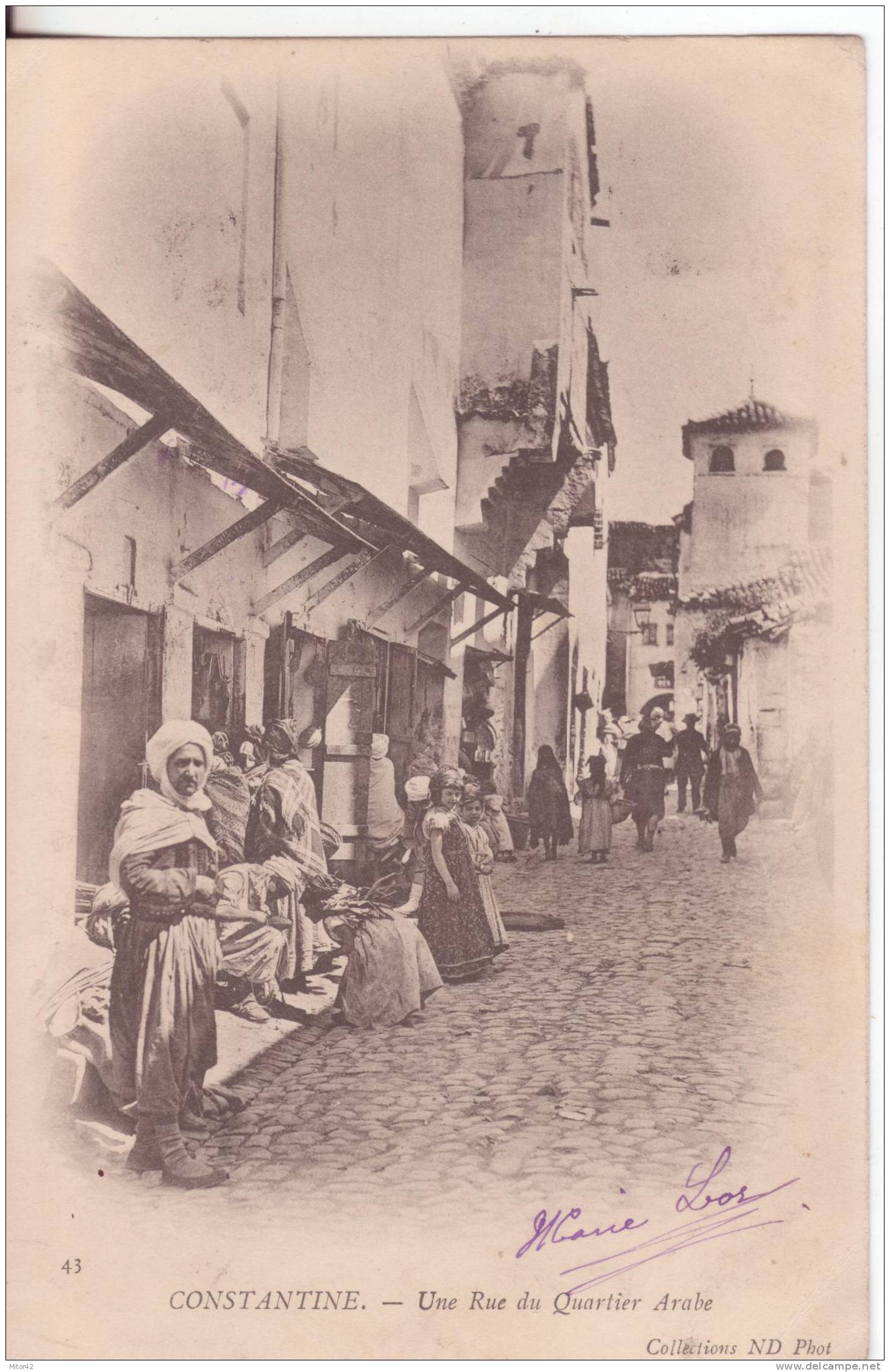31-Constantine-Algerie-Un a  Rue du Quartier Arabe-Animés-V.1903 x la Sardaigne-Italie.