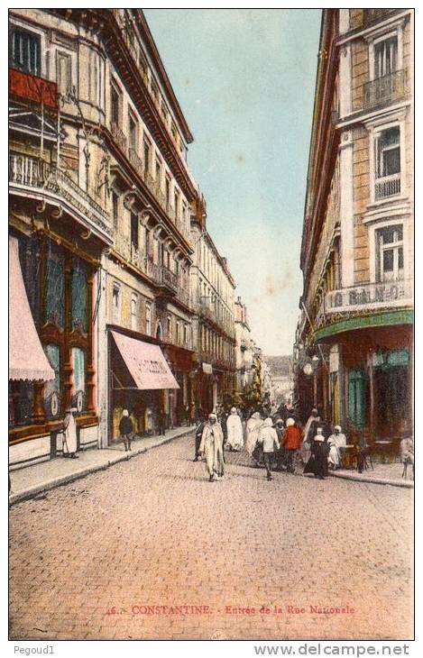CARTE POSTALE ANCIENNE. ALGERIE. CONSTANTINE. RUE NATIONALE. 1927.