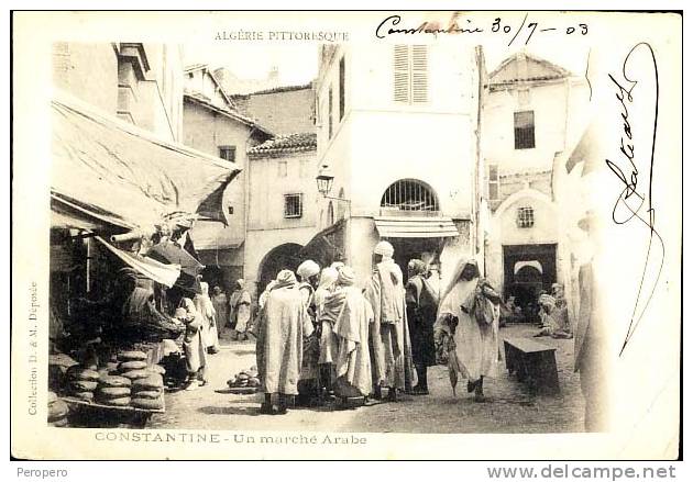 AK ALGERIEN CONSTANTINE  UN MASRCHE ARABE OLD POSTCARD 1903