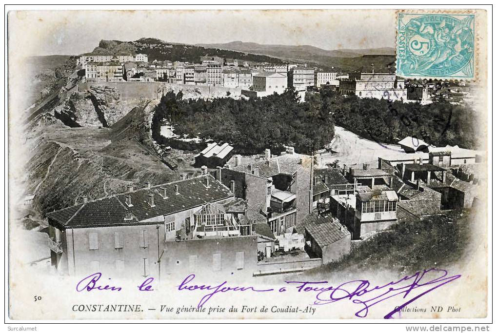 Algerie - CONSTANTINE - VUE GENERALE PRISE DU FORT DE COUDIAT-ATY - carte pionnière 1905 - COLL - ND PHOTO