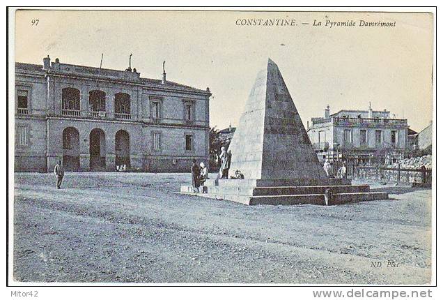 12-Costantine-Algerie Francaise-La Pyramide Damrémont-Animé-v.1906 x Paris-Timbre 5c. France.