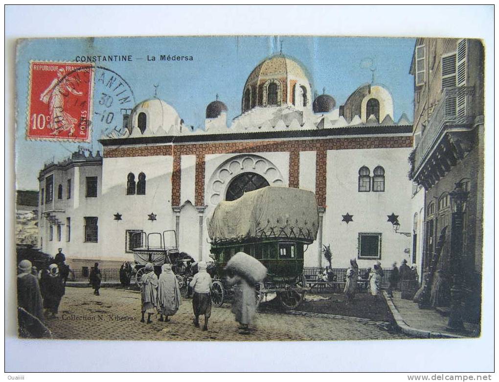 cpa, très beau plan animé, Constantine, la Médersa