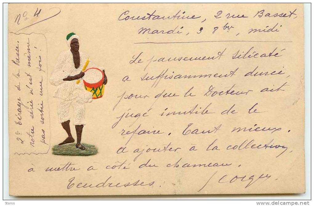 Carte Gaufrée - CONSTANTINE - Homme jouant du tambour
