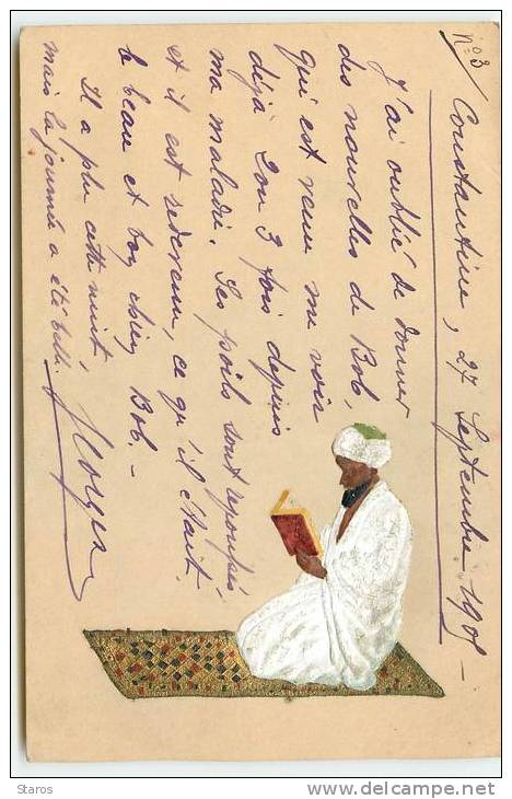 Carte Gaufrée - CONSTANTINE - Homme lisant