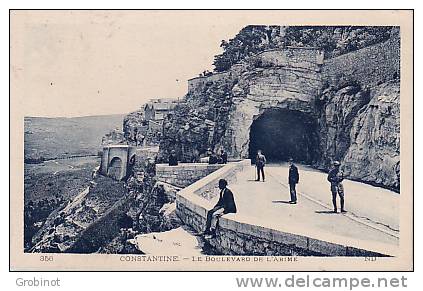 ALGERIE CONSTANTINE  LE BOULEVARD DE L´ABÎME ANIMEE avec SOLDAT ECRITE SUPERBE