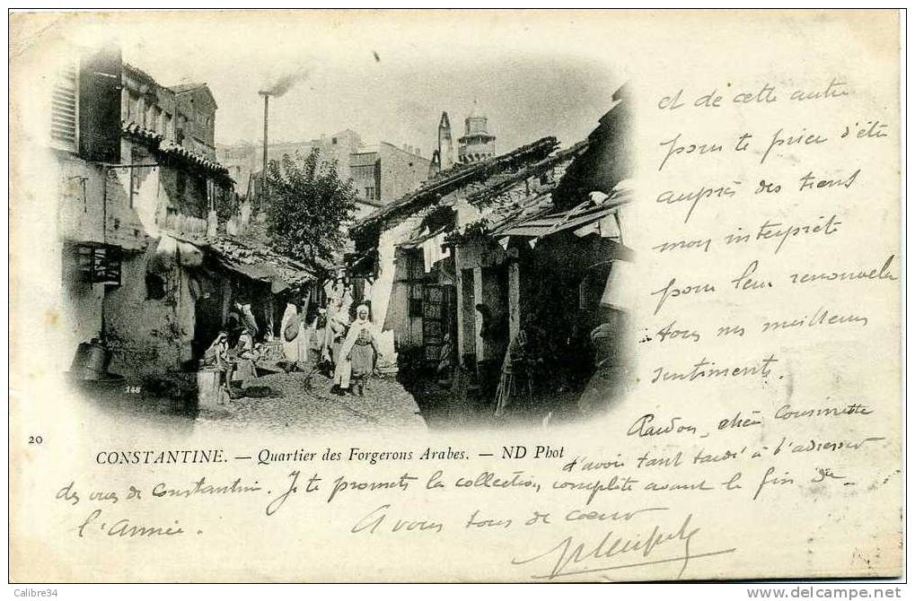 ALGERIE CONSTANTINE Quartier des Forgerons Arabes (1901 dos non séparé)