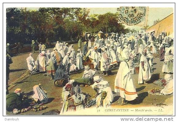 ALGERIE / FL / CONSTANTINE, Marché arabe, LL 31, Colorisée, TRES ANIMEE