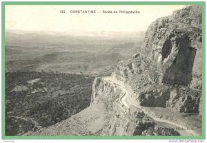 CPA-Ideale 152- CONSTANTINE -Route de Philippeville. voyagée 1916 5 cts semeuse cachet ambulant. TBE