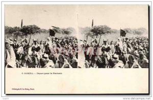 Vues stereoscopiques Algerie Biskra CPA DEpart pour la Fantasia