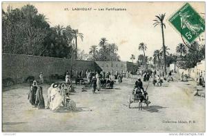 AFRIQUE du NORD - ALGERIE - LAGHOUAT - LES FORTIFICATIONS - ATTELAGE ANE