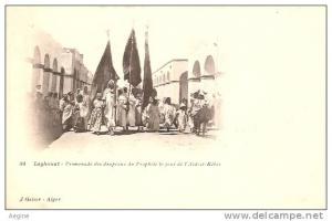 ALGERIE- ref no 609- laghouat -promenade des drapeaux du prophete le jour de l aid-el-kebir  - bon etat