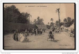 ALGERIE, LAGHOUAT, Fortifications, animation, attelage âne, coll idéale PS 37, CPA écrite