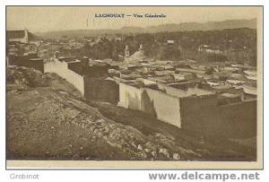 ALGERIE LAGHOUAT VUE GENERALE ECRITE en 1935 TIMBRE 50 cts BE