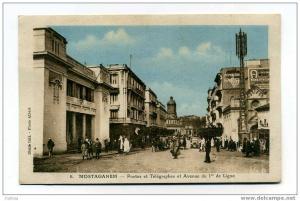MOSTAGANEM POSTES ET TELEGRAPHES ET AVENUE DU 1ER DE LIGNE