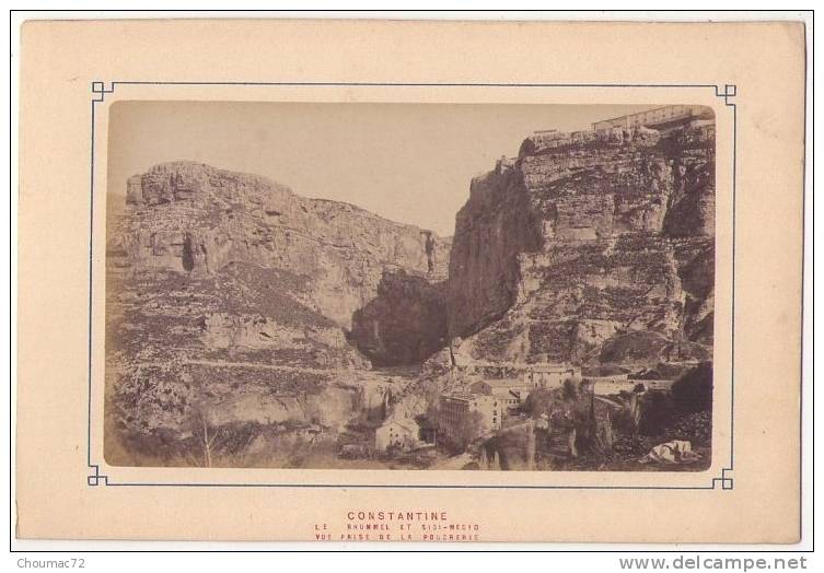 (Photo) 040, Algérie, Constantine, Le Rhummel et Sidi Mecid, Vue prise de la Poudrerie, photo collée sur carton 19 x 12,