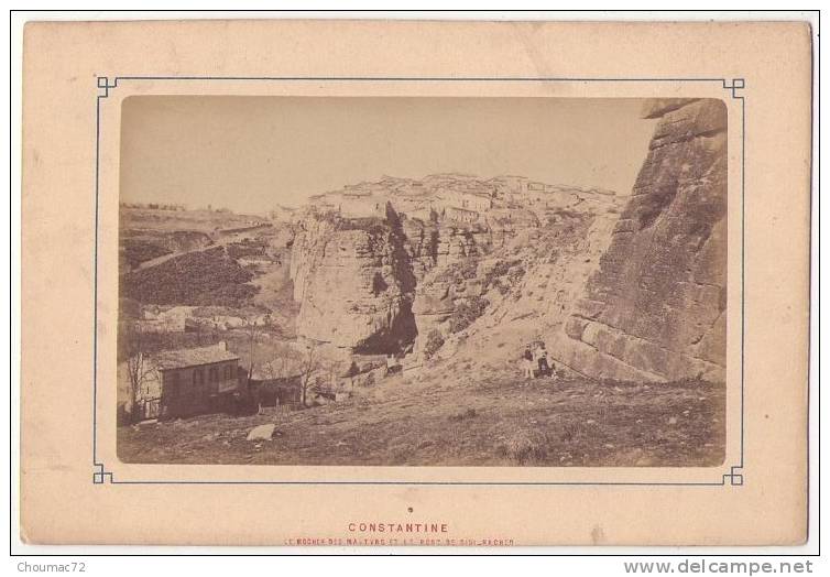 (Photo) 041, Algérie, Constantine, Le rocher des Martyrs et le Pont de Sidi Rached, photo collée sur carton 19 x 12,7 cm