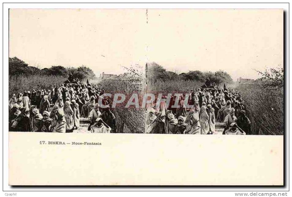 Vues stereoscopiques Algerie Biskra CPA Noce Fantasia