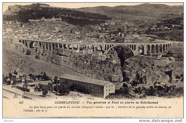 CONSTANTINE (Algérie) - Vue générale et Pont de pierre de Sidi-Rached