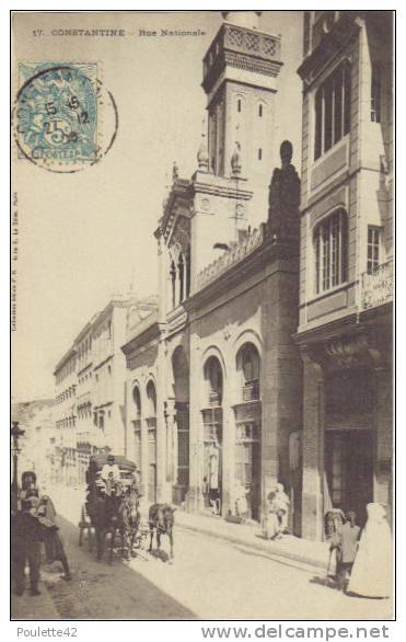 CONSTANTINE- Rue NATIONALE- CPA animée et très belle!!!