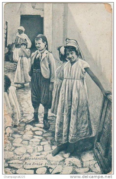 CPA ALGERIE CONSTANTINE Rue Arabe Enfants Juifs Judaïca 1910