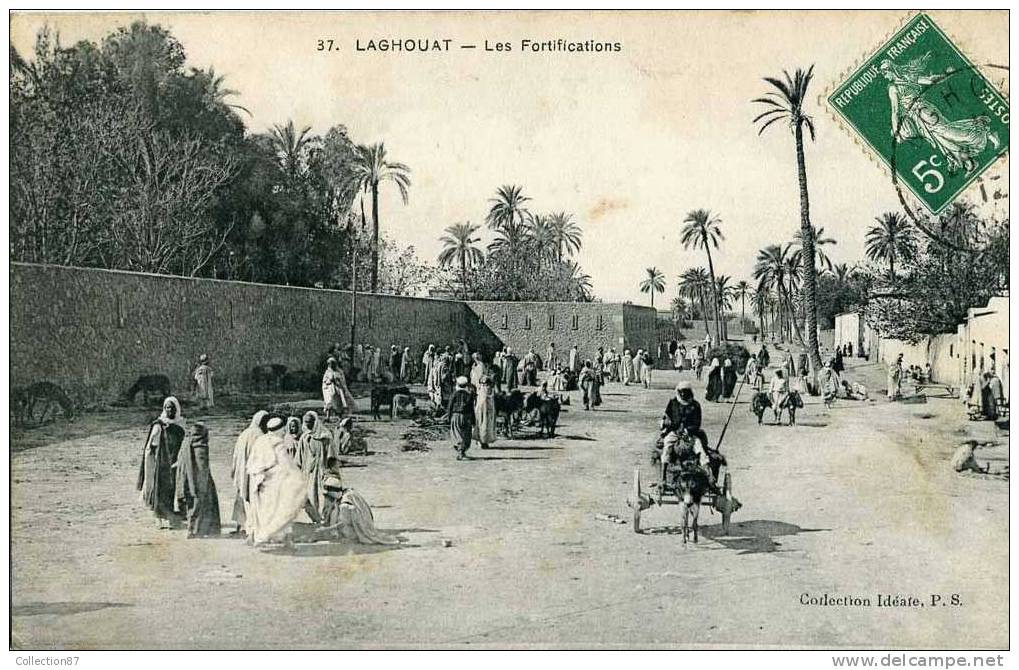 AFRIQUE du NORD - ALGERIE - LAGHOUAT - LES FORTIFICATIONS - ATTELAGE ANE