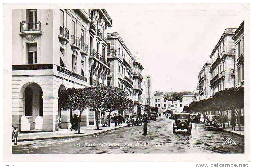 AFRIQUE. ALGERIE. MOSTAGANEM. Vue sur La Compagnie Algérienne, Avenue du 1er de Ligne. Carte Dentelée.