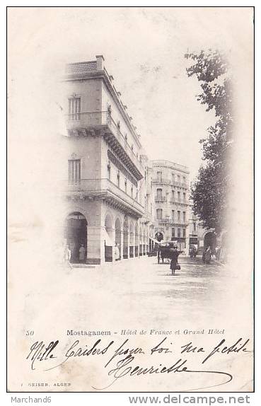 ALGERIE.MOSTAGANEM.HOTEL DE FRANCE ET GRAND HOTEL ..petit pli coin bas droit