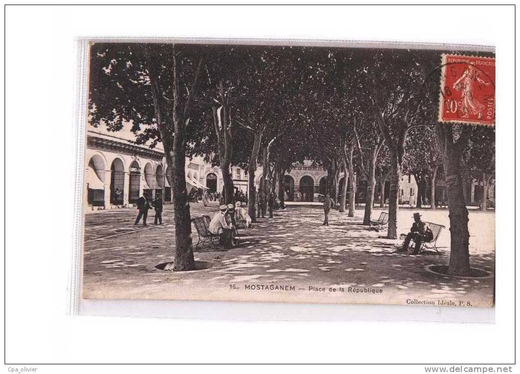 ALGERIE Mostaganem Place de la République, animée, ed Idéale PS 16, 1908