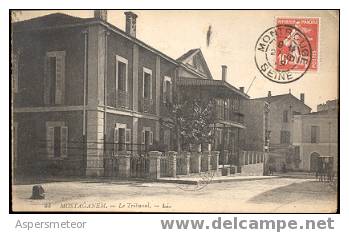 MOSTAGANEM - LE TRIBUNAL - ALGERIE - ARGELIA - CPA CIRCULEE 1919 A BUENOS AIRES L'ARGENTINE TBE VOITURE ANIMEE