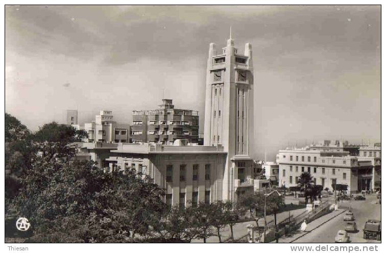 Algérie. Mostaganem. L'Hotel de ville et la Poste ( CPSM Sirecky 28 ).