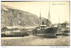AK ALGERIEN ORAN  PORT OLD POSTCARD