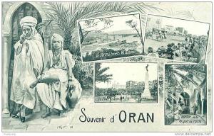 ALGERIE.ORAN.SOUVENIR D'ORAN.LE PORT A TRAVERS LES ARBRES.LA PLACE D'ARMES....