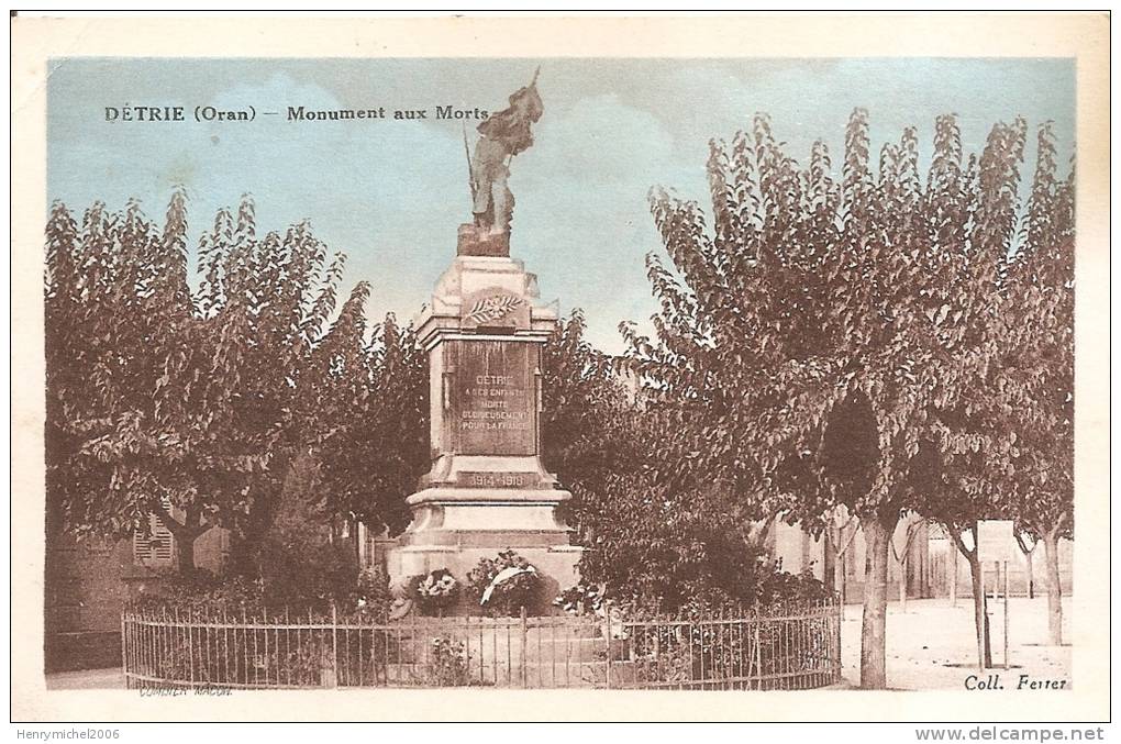 algérie - détrie ( oran) monument aux morts