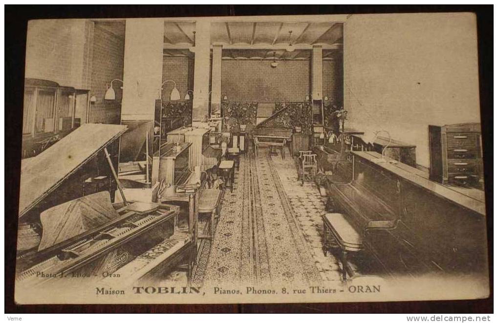 ORAN . MAISON TOBLIN, PIANOS PHONOS - 8 RUYE THIERS - NON CIRCULE - DIVIDIDA - ADVERTISING