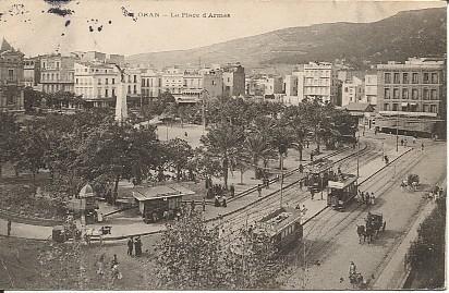 CPA  ORAN - La Place d´Armes - Tramways avec publicité ´PICON´ - Attelages - Animé