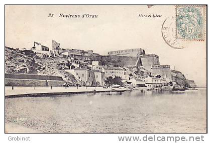 ALGERIE  ORAN MERS EL KEBIR ECRITE en 1906 TIMBRE 5cts PETITE ANIMATION ATTELAGE TBE