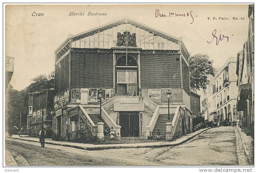 Oran  Marché Bastrana VP No 46 Pub Absinthe Berger 1905  dos non divisé