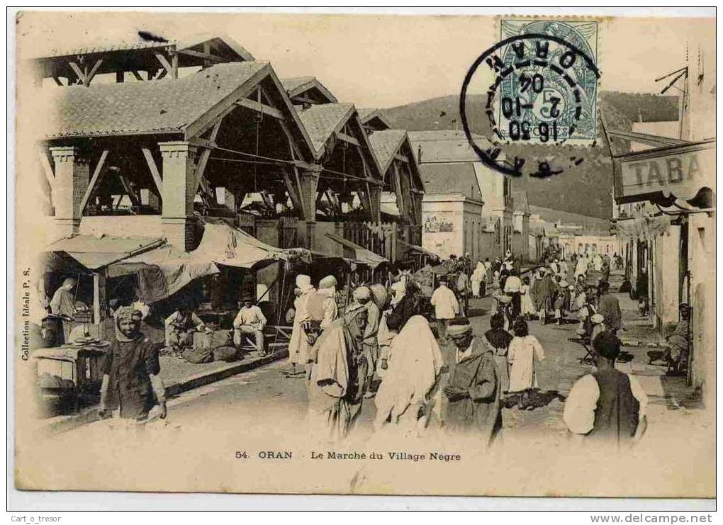 CPA ALGERIE ORAN LE MARCHE DU VILLAGE NEGRE 1904