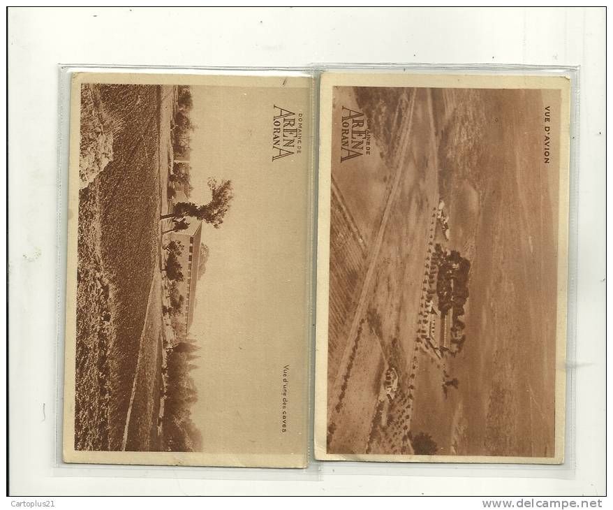 ORAN   DOMAINE ARENA   2 CARTES  VUE DES CAVES .  VUE D AVION