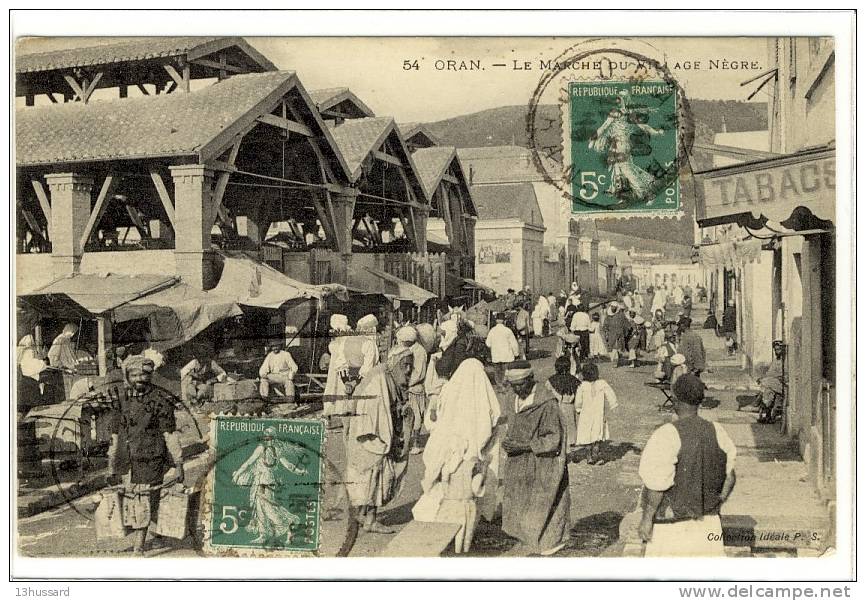 Carte Postale Ancienne Algérie - Oran. Le Marché du Village Nègre - Commerces