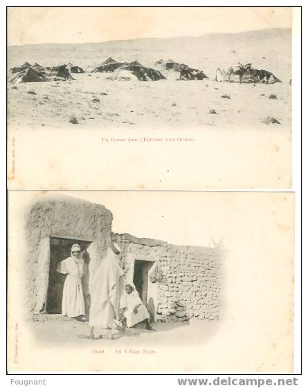 ALGERIE2 cartes1Un Douar dans l´Extrême Sud Oranais.2.ORANAu Village Nègre.Non écrites.~1900.