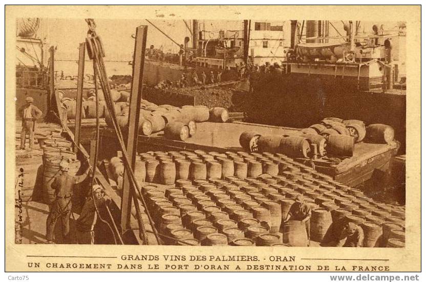 ALGERIE - ORAN - Grands Vins des Palmiers - Chargement dans le Port