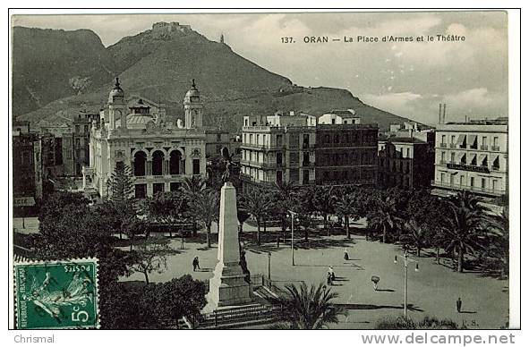 Algérie Oran la place d'armes et le théatre en 1911