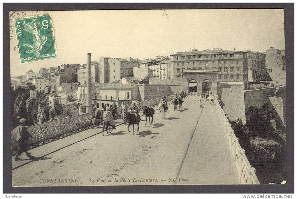 Algeria Constantine Maximum Frontside Stamped Card Le Pont et la Porte El-Kantara Cancelled 1911