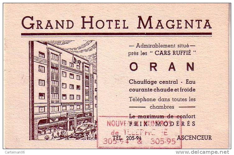Algérie - Oran - Carte de vistie - Grand Hotel Magenta - Format 12.2 x 8 cm