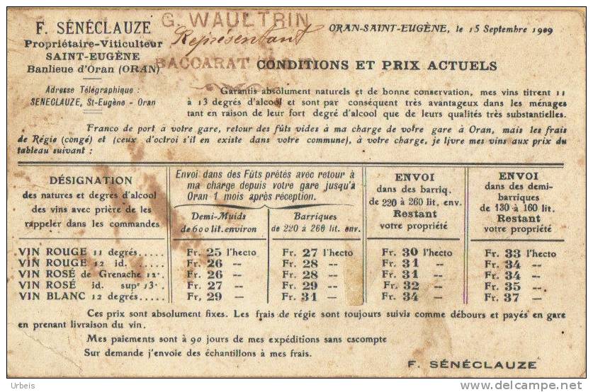 CPA Algérie Oran publicité tarif 