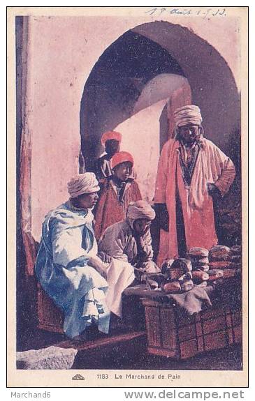ALGERIE.LE MARCHAND DE PAIN  CARTE ECRITE PARTIE DE ORAN 1933