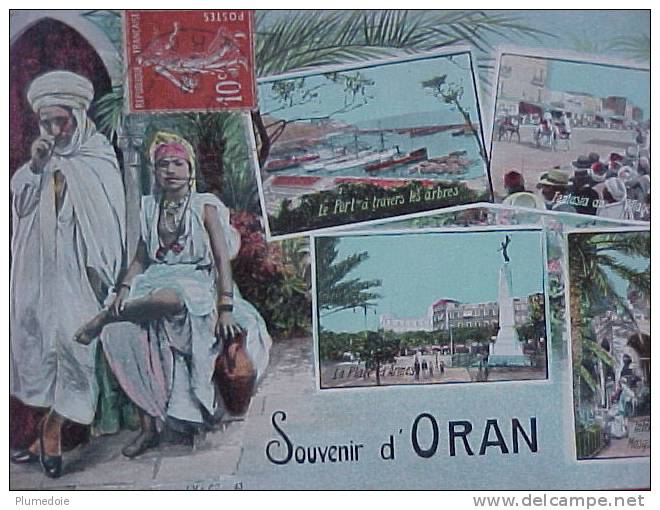 cpa de 1908, ORAN SOUVENIR multivues dont FANTASIA au VILLAGE NOIR , COUPLE voir détails Achat direct