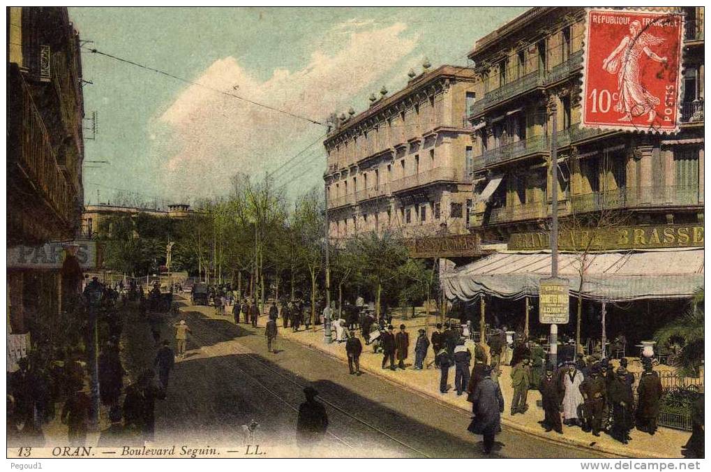 CPA. ALGERIE. ORAN. BOULEVARD SEGUIN. 1908.