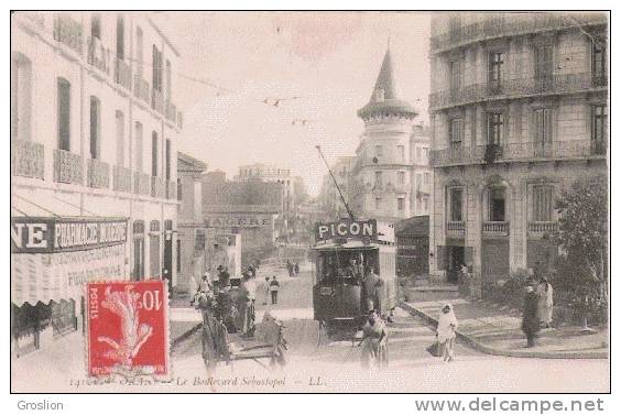 ORAN 141 LE BOULEVARD STEBASTOPOL  (TRAMWAY PUBLICITE PICON ET ANIMATION) 1910